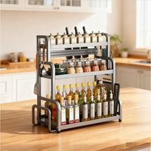 厨房置物架不锈钢调味品家用刀架筷子油盐酱醋调料多功能收纳架