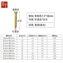 中式纯铜钉子 圆头小铜钉鼓钉家具合页黄铜钉15MM18MM22MM长