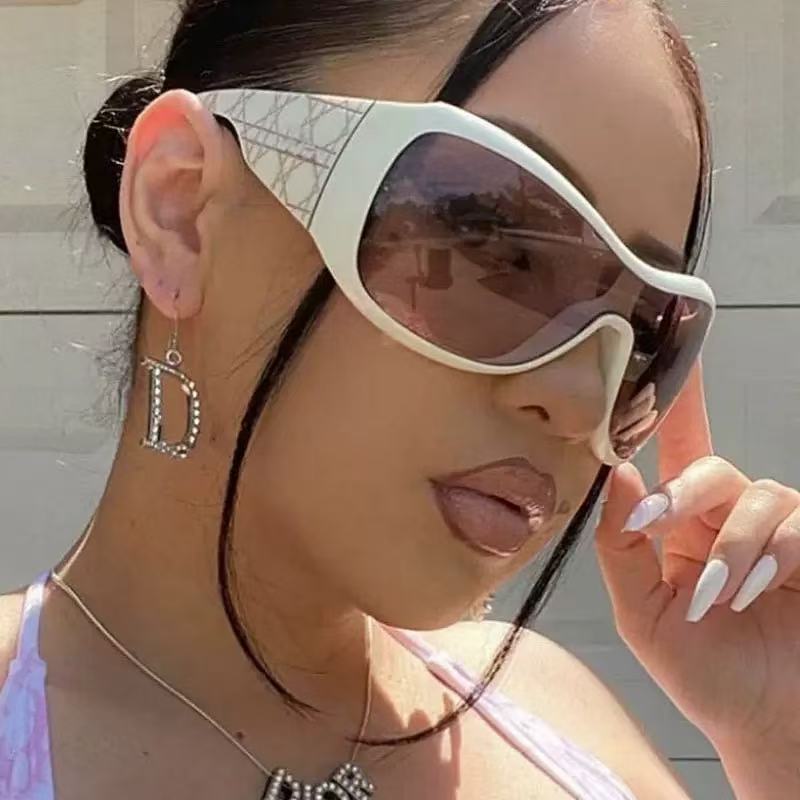 Oversized Frame Mask Sunglasses, Anti-Uv Sports Sunglasses, Outdoor Y2K European and American Trendy Fashion Sunglasses