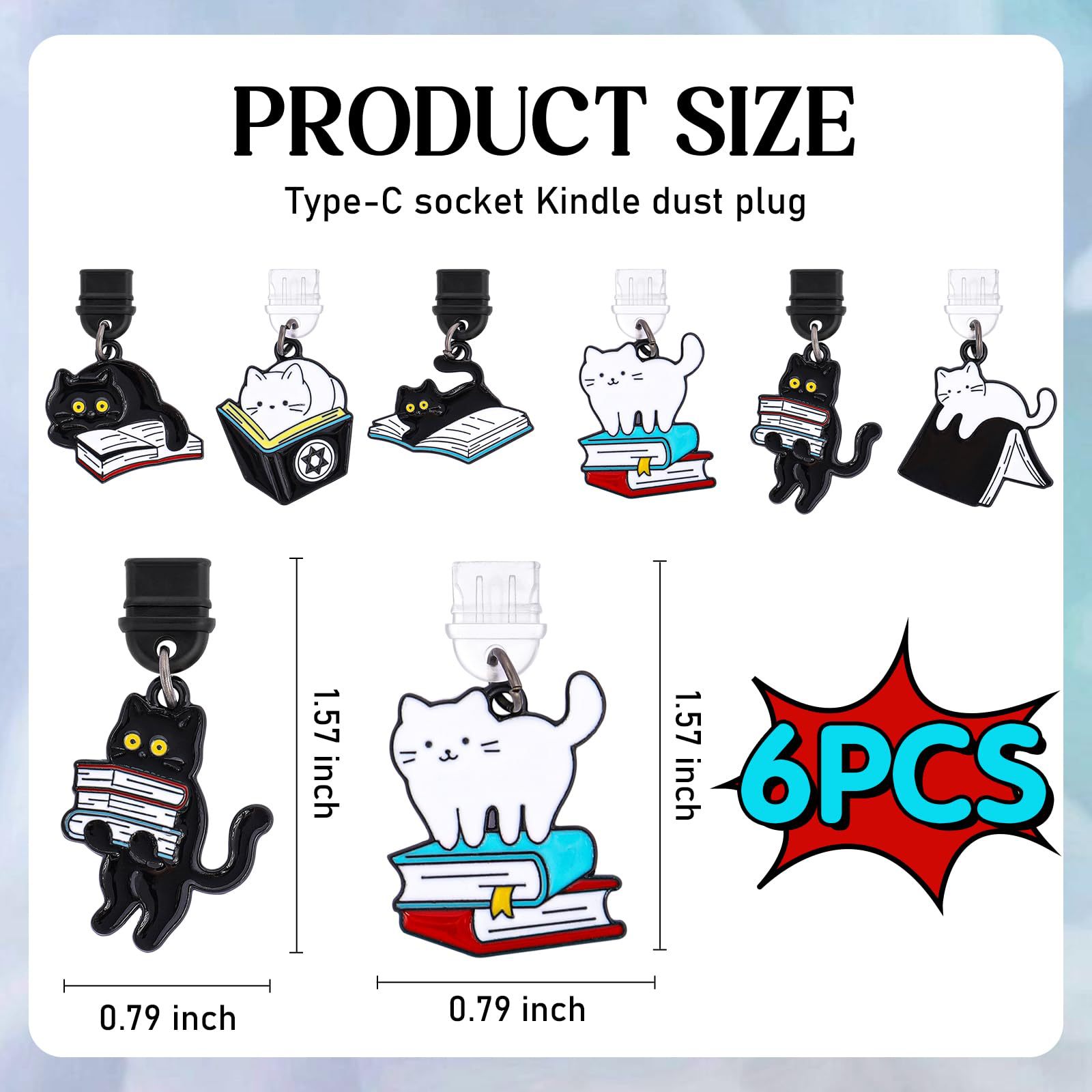 6 küçük kedi toz fişi kelebek kolye, tip-c toz geçirmez şarj portu koruyucusu yeni toz fişi
