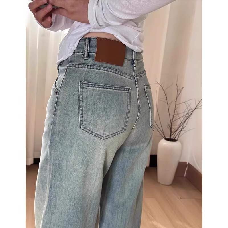 Vintage Light Blue High-Waisted Wide-Leg Jeans – Retro Stretch Denim Pants For Women (S-5xl) Inclusive Sizing_ecoleips.com