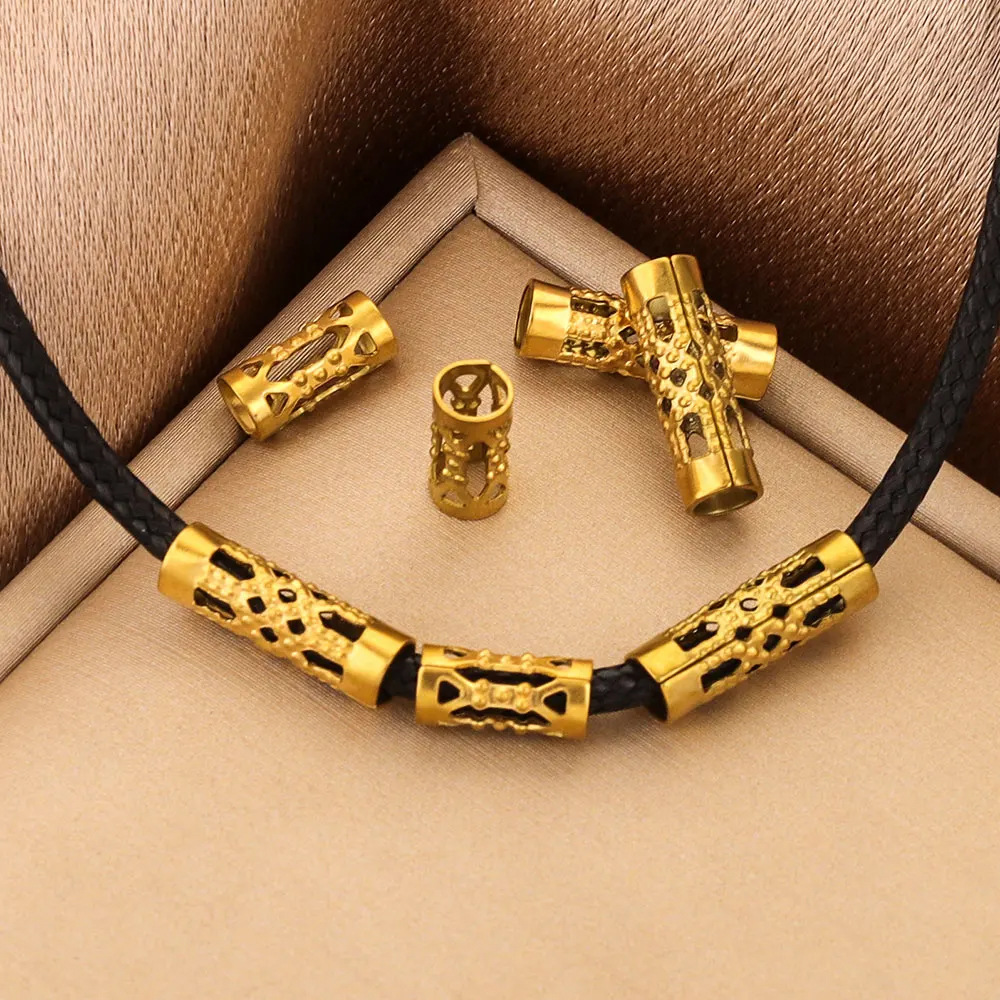 Acero inoxidable largo tubo hueco perlas agujero 3mm cuentas espaciador perlas sueltas DIY joyería collar pulsera joyería