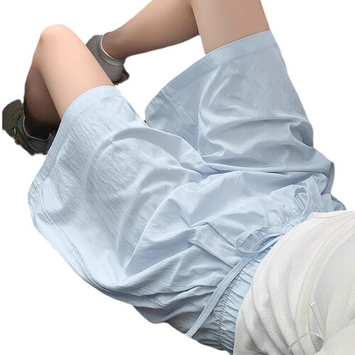 Summer thin high-waisted wide-leg casual ice silk shorts for women, five-finger mountain shorts, small pants for outerwear, versatile