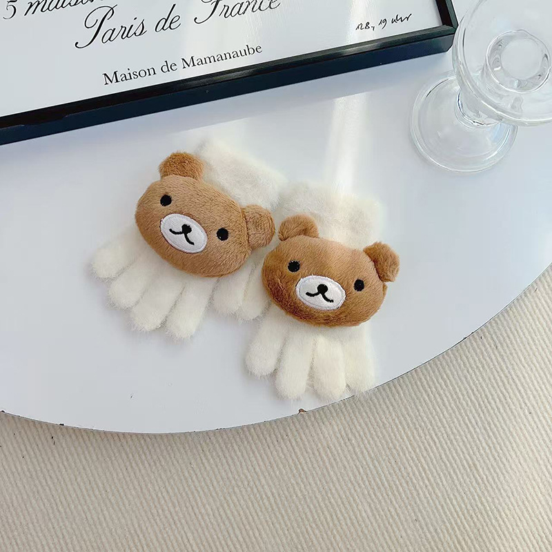 Guantes para niños de invierno niñas de peluche niños, niños y niñas, guantes de cinco dedos para estudiantes de escritura caliente a prueba de frío dibujos animados pueden