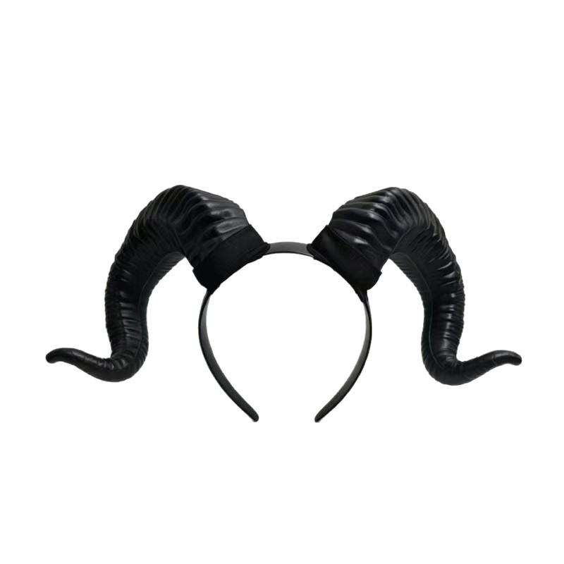 Halloween tocado negro cabra diabólica cuernos corpos de cabello cross-border cosplay gótico fiesta oscura accesorios de vestuario