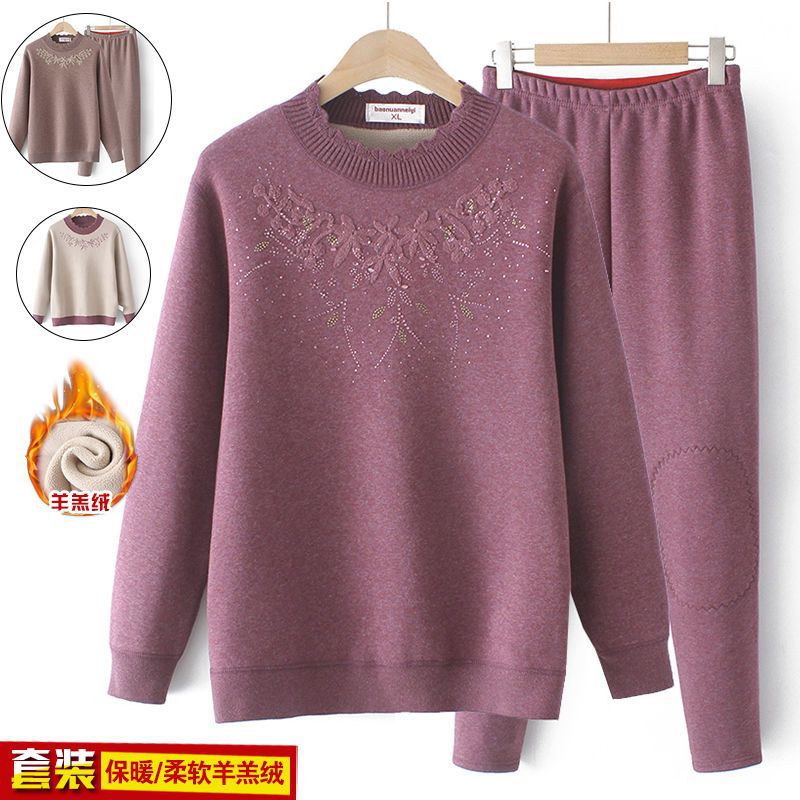 grandma Warm clothing mom keep warm suit Plush thickening Old lady Winter clothes sweater Aged Autumn clothes