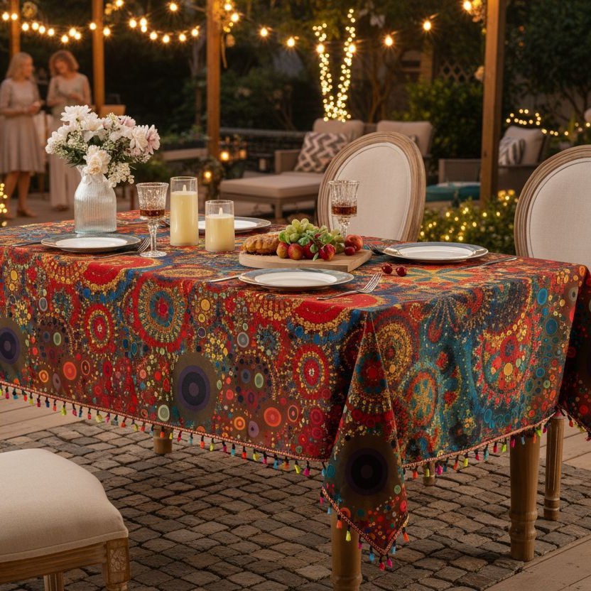 Transfronterizos para la nueva tela de mesa impermeable a prueba de polvo impresa redonda casa sensación de mesa de té cubierta