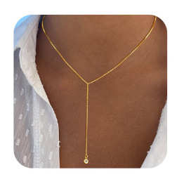 跨境外贸热卖款黄铜女士套索金项链简约精致百搭气质优雅颈部饰品