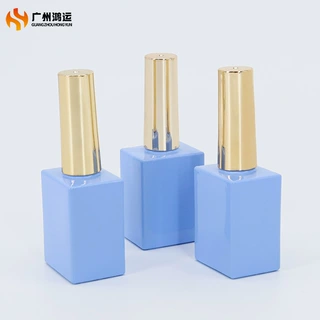 定制14ml甲油胶瓶蓝色指甲油玻璃瓶美甲胶专用指甲油包材丝印logo