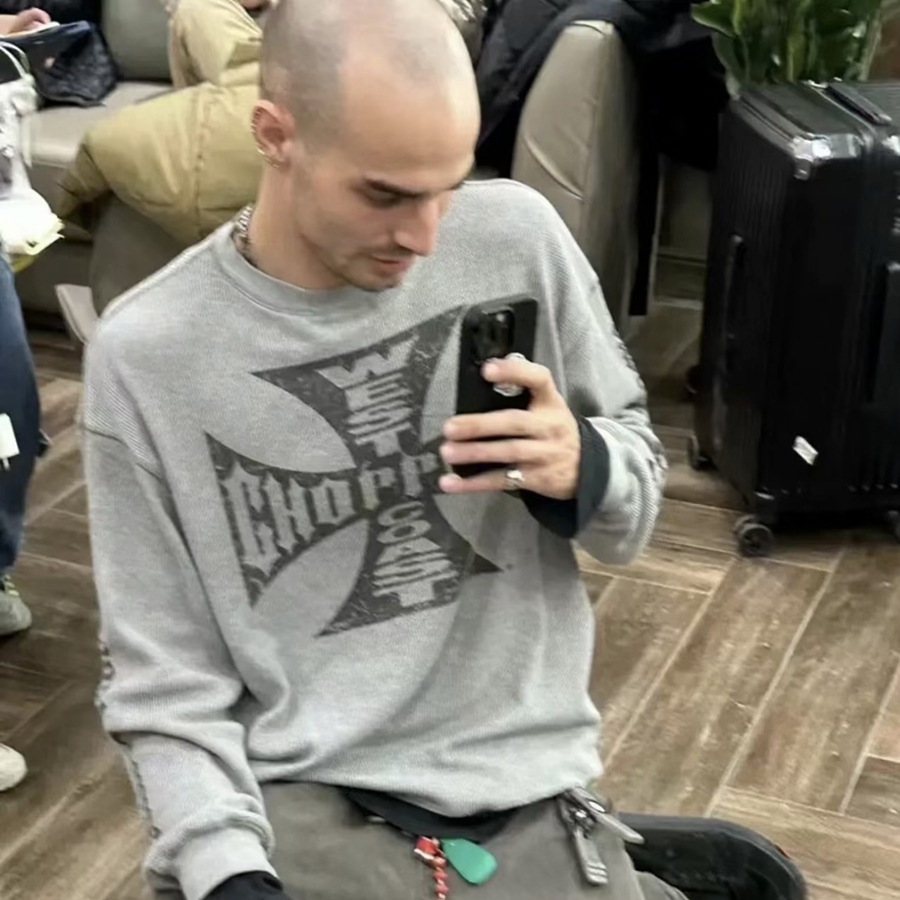 Vintage West Coast choppers Waffle Sanskrit logo camiseta de manga larga