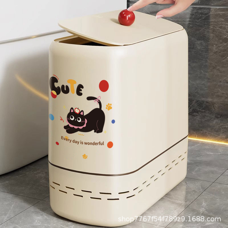 Trash Bin Household New Large Capacity Slit Trash Bin Toilet Light Luxury Automatic Adsorption Trash Bin with Lid