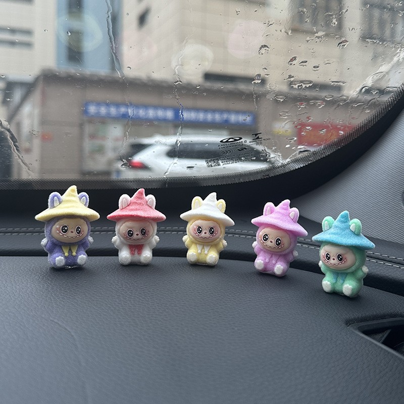 かわいいラブブ植毛ラブブデスクトップ装飾品オフィスワークステーション車のセンターコンソール電気自動車の室内装飾|undefined