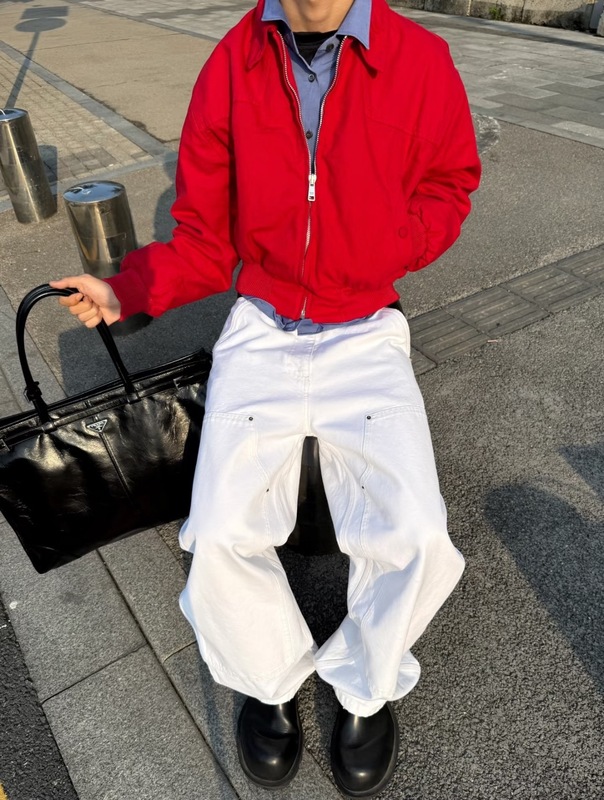 正确版本天花板品质25FW潮牌新款P家红色短夹克外套 男女明星同款|undefined