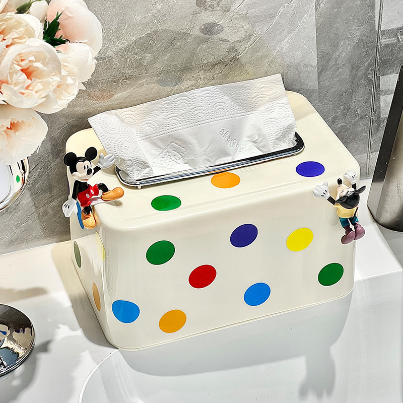 クリエイティブかわいい波点ティッシュボックススプリング抽出紙箱リビングルーム茶ナプキンボックステーブル抽出紙箱|undefined