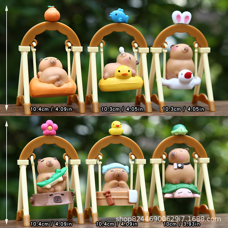 Healing Swing Capibara Hand Model Simulation Animal Office Desktop Trendy Blind Box Ornament Wholesale