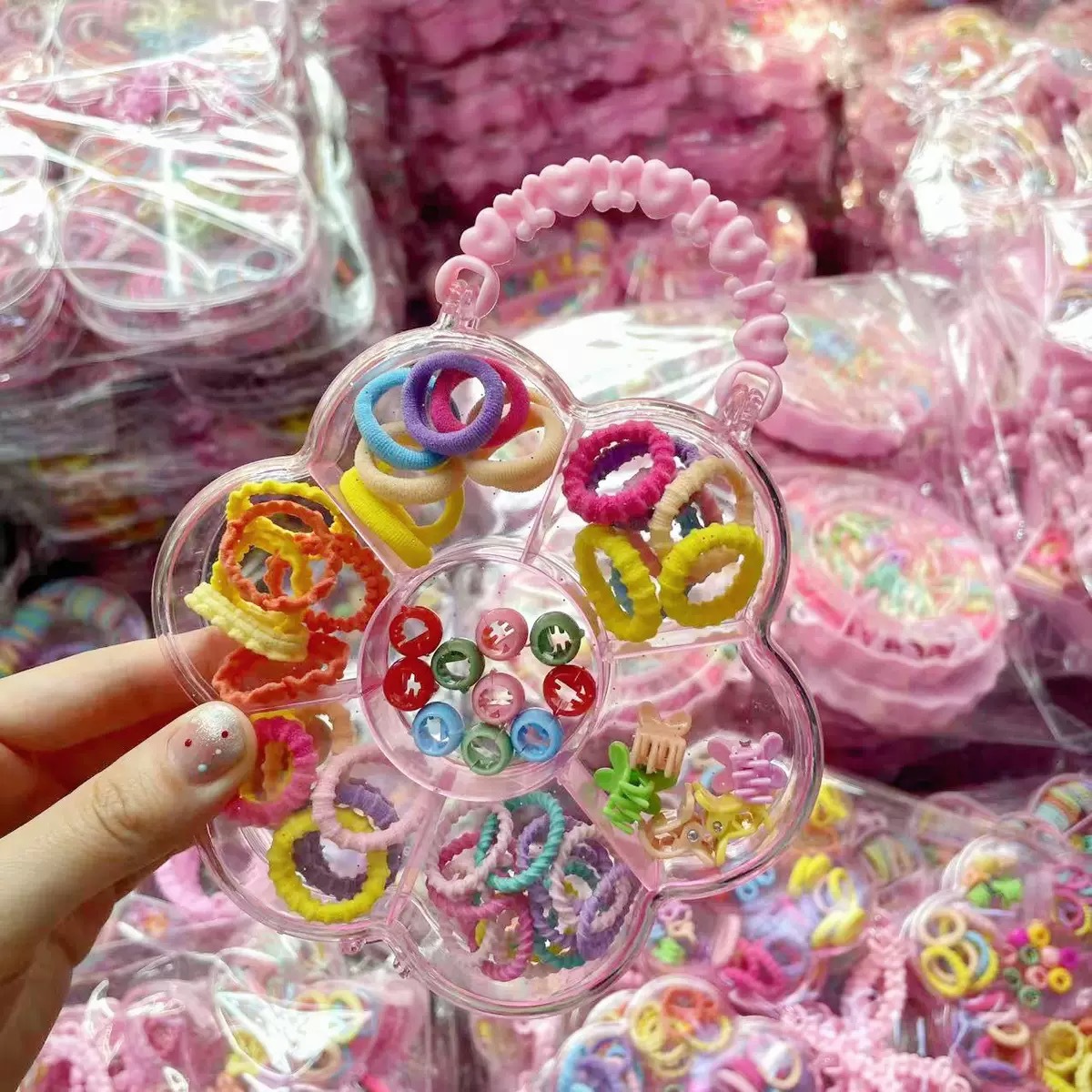 Mini cabeza de princesa en caja, clip de agarre pequeño, clip de flequillo, horquilla rota en la frente, banda elástica para niños, no daña el cabello, anillo del pulgar al por mayor image 79