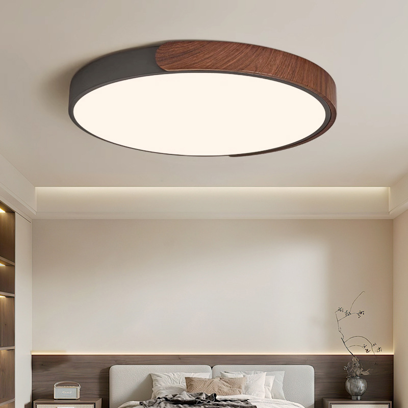 Lámpara de sala de estar retro, espectro completo, protección ocular, lámpara de habitación de restaurante, color nogal americano, lámpara Zhongshan, dormitorio de estilo antiguo