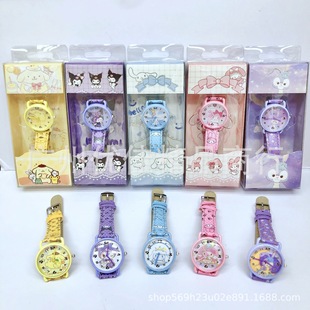 Cartoon cute Sanli family electronic pointer watch gift box kuoluo Yugui Meile primary school children's watch