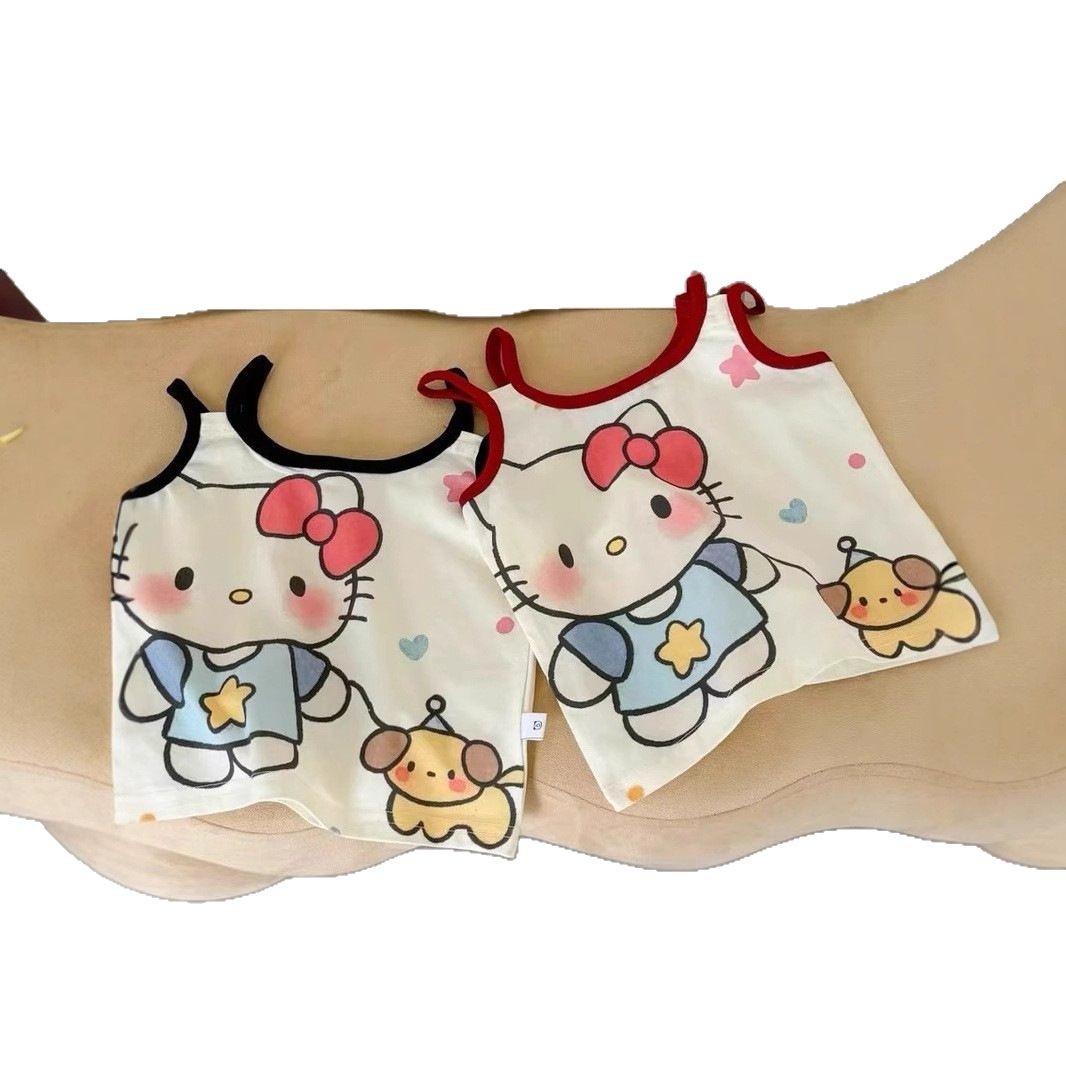 Estrellas de niños redondas sin mangas chaleco de verano nuevo estilo universal lindo dibujos animados niños de mediano y mediano bebé cabina pequeña moda de ropa para niños