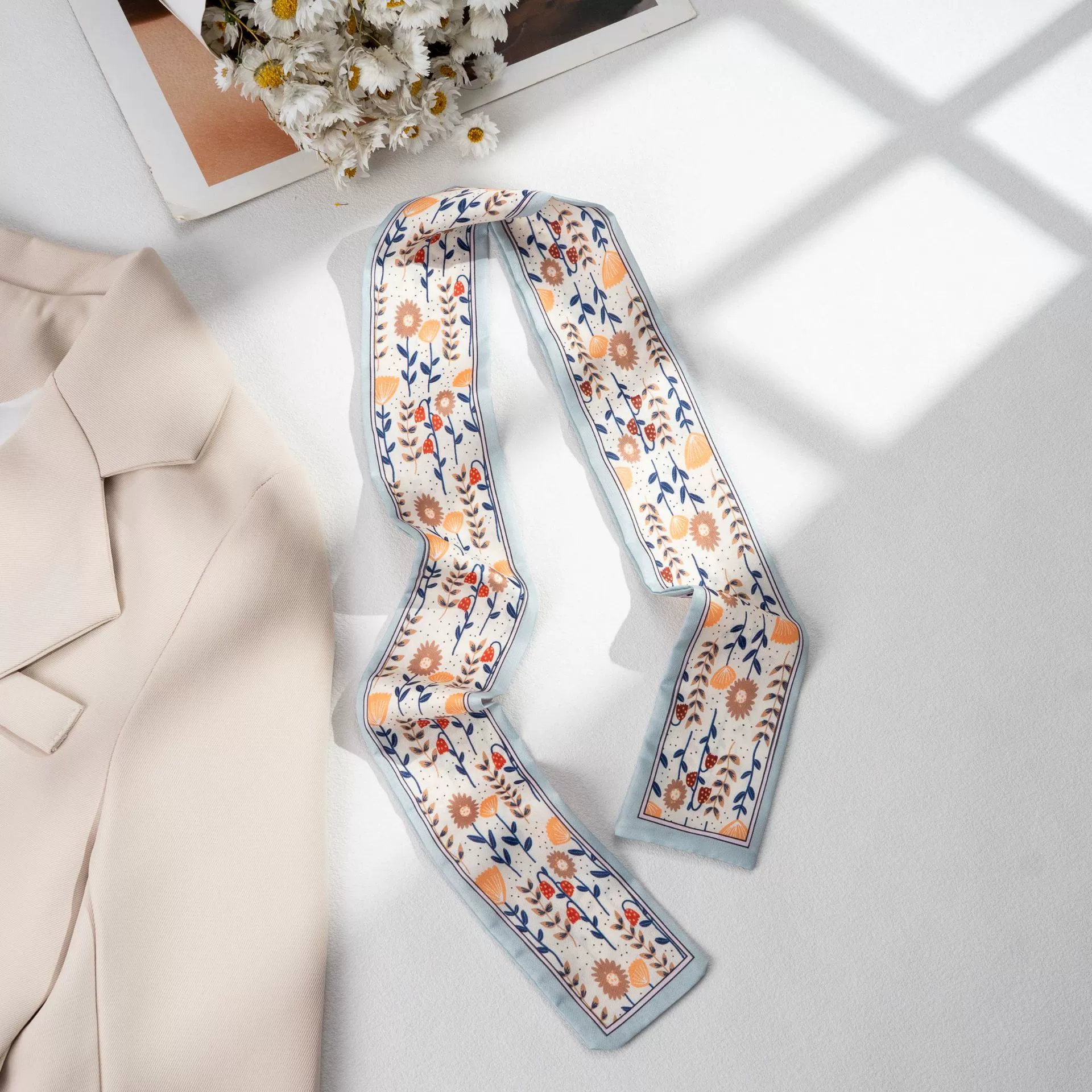 Silk Scarf Hairband (Suhang) long streamer 89×3.8 cm, lightweight gift box option