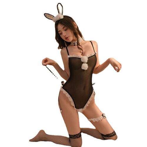 Straw Girl Sexy Cos Bunny Girl Uniform Suit Pajamas Lace Maid Suspender Jumpsuit 1110