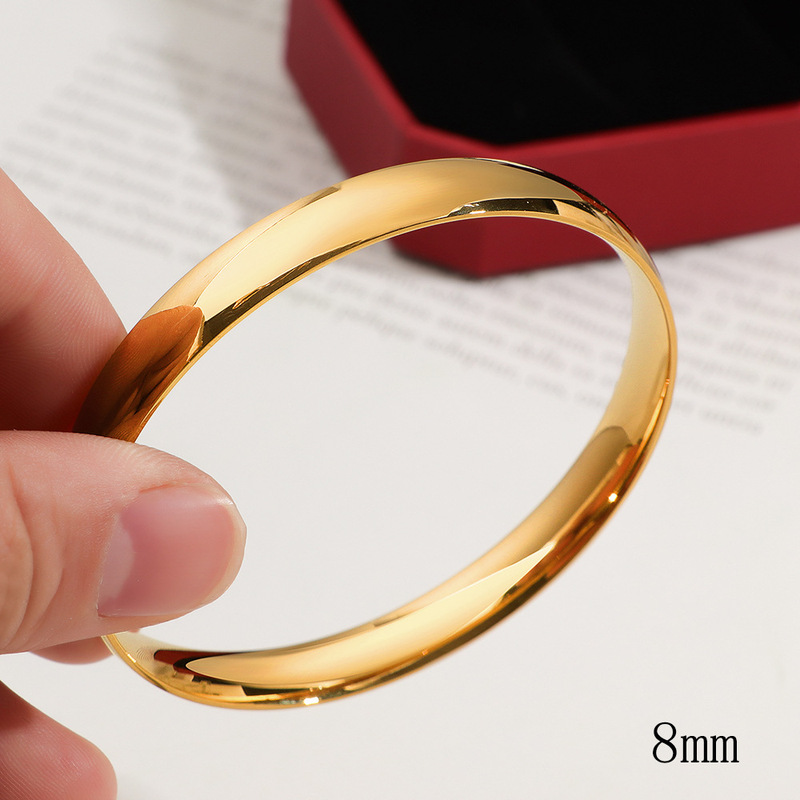 2026 New Model Titanium Steel Gold Tire Surface Bracelet Fashion Simple Bracelet Ins Style Chub Back Bracelet for Women