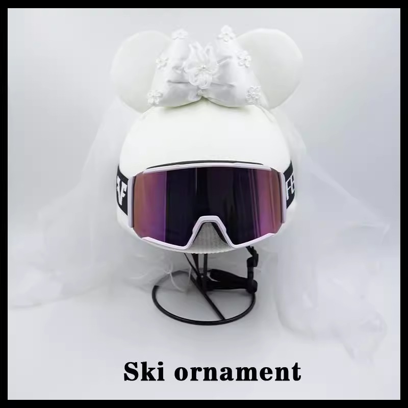 Ski Hat with Veil Ski Helmet Cover Decoration Cute Snowboard Paragliding
