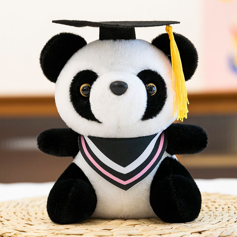 Doctor panda temporada de graduación muñeca de peluche muñeca panda colgante llavero logotipo impreso regalo