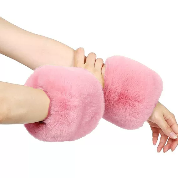 Cross-Border European and American Fur Imitation Rabbit Fur Large Fur Sleeves Wrist Sleeves Gloves Christmas Gift Sleeves Cross-Border Christmas Gifts