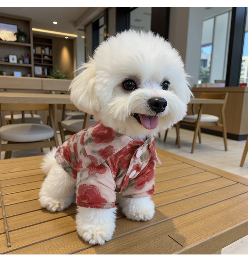Chaleco para perro con rosas camisa ligera para perros pequeños_voghion.com