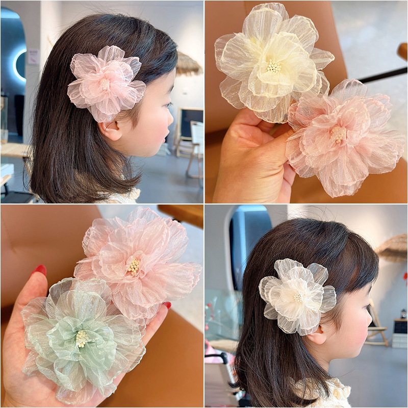 春色の花のヘアピンメッシュヘアピンプリンセスサイドカモノハシクリップネットレッドシンプルなヘアピン女の子の頭飾りヘアアクセサリー|undefined