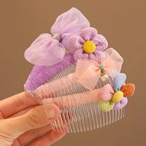 Sweet and cute children's broken hair bangs arrangement artifact comb hairpin flower bow girl hair comb hair accessories