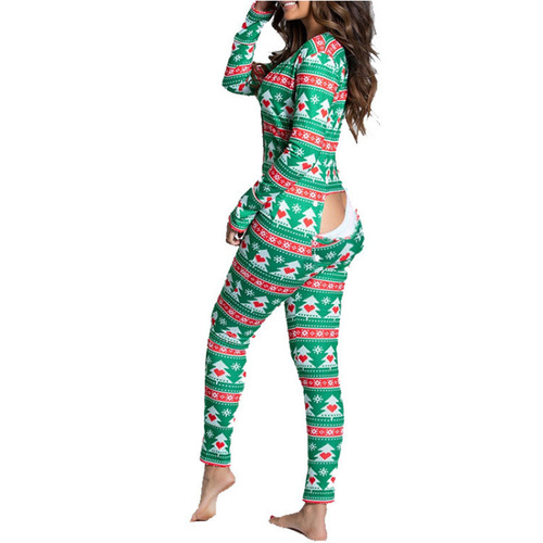 Autumn Button Flip Cover Adult Pajamas Print