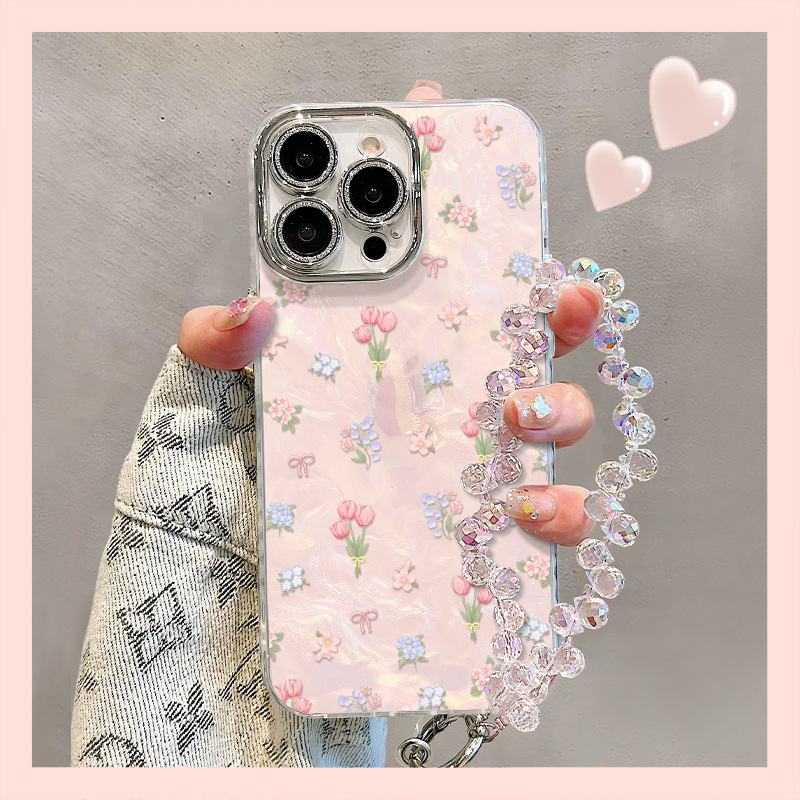 Tulip Bracelet Suitable for Apple 13Promax Mobile Phone Case 16 Small Fresh 14 High-End Sense 15 New Women's Model 11 Hard