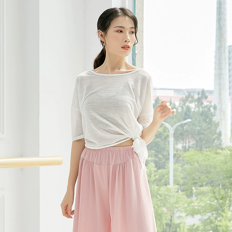 Одежда для классических танцев, Женский слегка прозрачный топ с косыми разрезами, одежда для латинских джазовых танцев, одежда для тренировок и выступлений