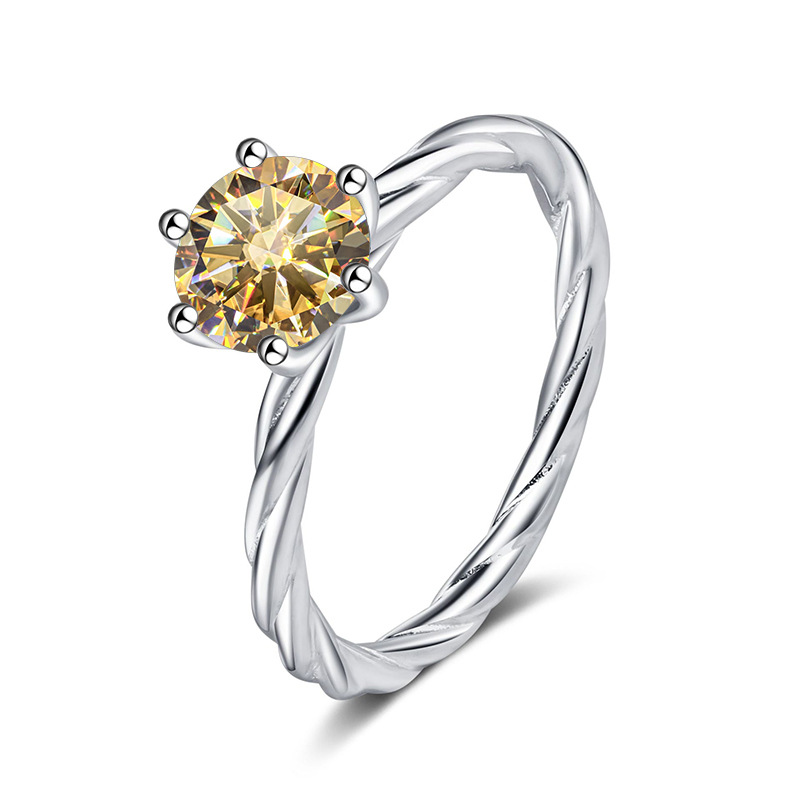 Torsión de pared torcida S925 anillo de plata para mujeres de oro pt950 un quilate D color mosaicita con certificado de prueba de lápiz de diamante