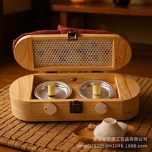 家用实木艾灸鞋创意木质足底艾灸盒暖脚神器木制脚底艾灸养生鞋