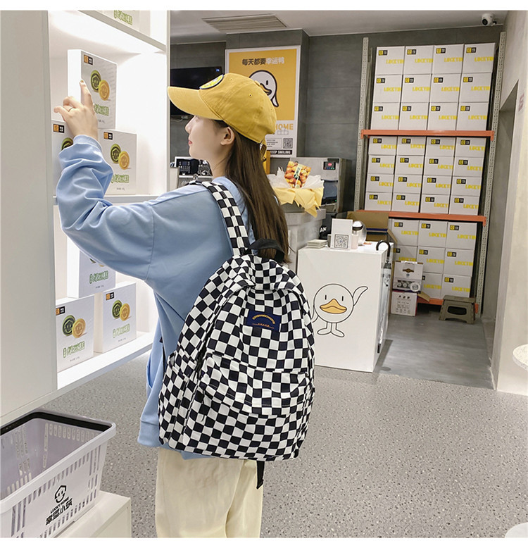 Tide brand plaid school bag student backpack high school college student campus hit color backpackpicture3