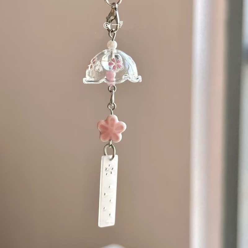 Spring Cherry Blossom Wind Chimes Handmade Beads Homemade Simple Ins Mobile Phone Chain Cute Goo Card Book This Camphone Bag Pendant