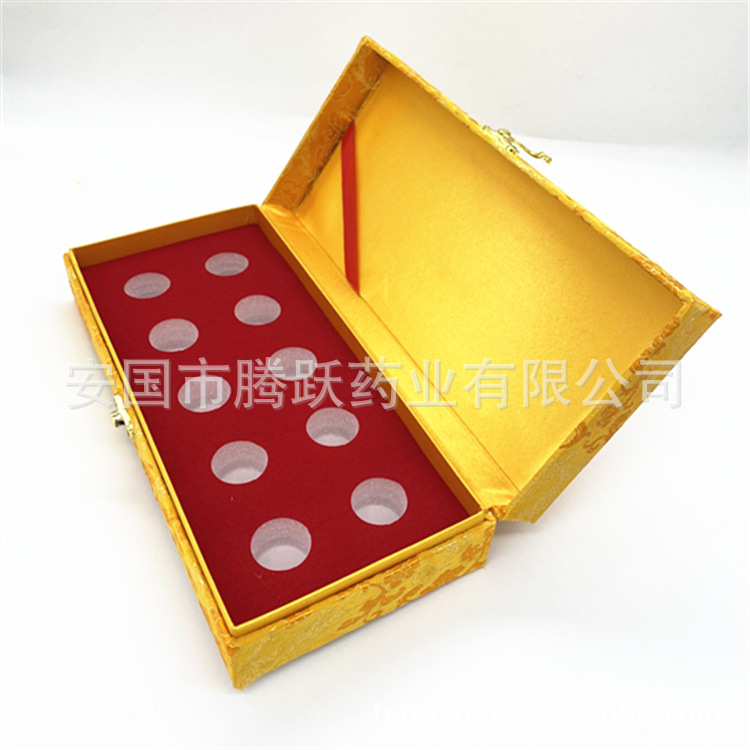 Brocade Pill Box Empty Packaging Case 15 Holes Red 3cm Diameter for Honey Pills and Jewelry quality and texture