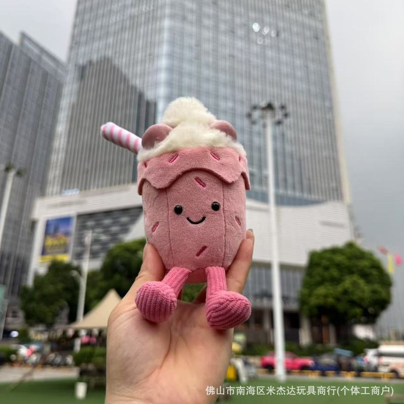现货英国趣味甜品草莓奶昔毛绒玩偶公仔挂件女生包包装饰品礼品|undefined