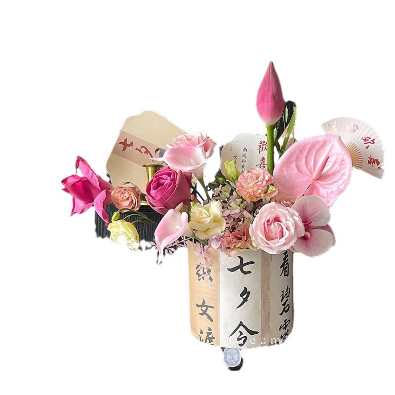 Milán nuevo estilo antiguo chino tarjetas de tarjetas de fiesta tarjetas de felicitación Fan caligrafía tarjetas de felicitación floral decoración tarjetas colgantes