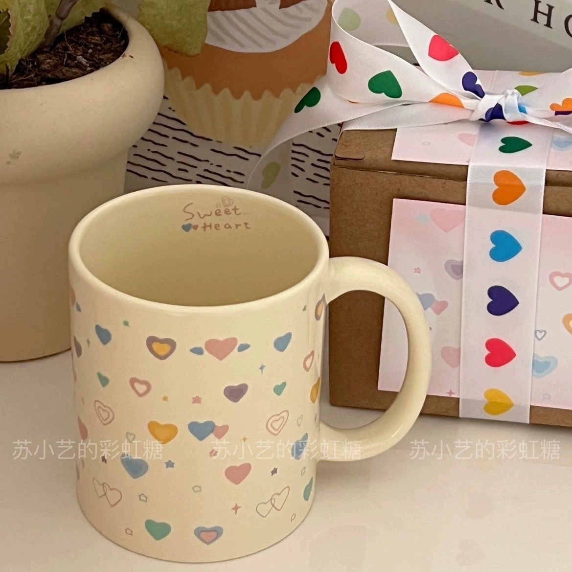 Internet celebrity love ceramic couple cup water cup milk cup coffee cup couple cup office home casual drinking water cup