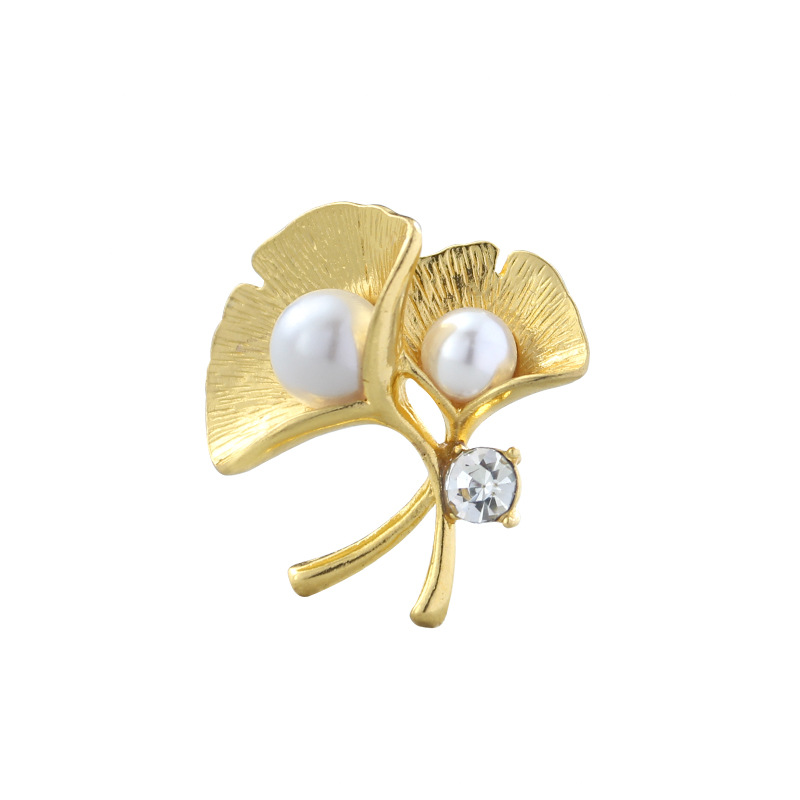 Brosche für Damen, Ginkgoblatt, Nischendesign, Corsage, Anti-Belichtungs-Dornschließe, Hemd, feste Kragennadel, Bekleidungszubehör_voghion.com