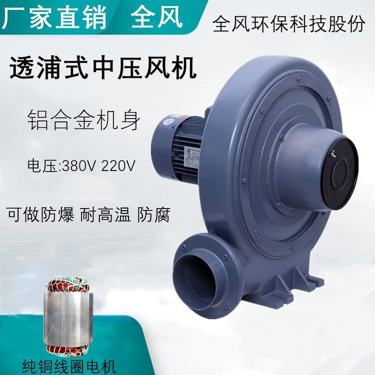 透浦式中压鼓风机CE认证50HZ-60HZ双频率电机 铝壳低噪音变频风机