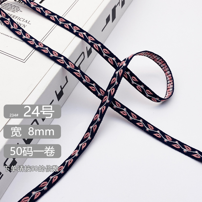 Chuanzhou ropa accesorios de encaje de poliéster jacquard banda 8MM flores decoración universal borde de zapatos accesorios gorra