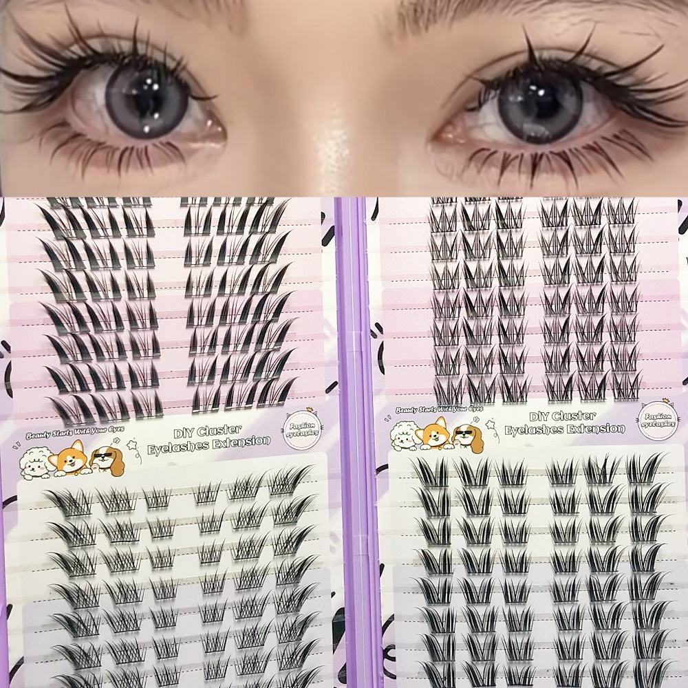 Serie de pestañas postizas transfronterizas Libro de pestañas de comercio exterior Pestañas postizas en inglés completas Pestañas postizas de gran capacidad, pelo segmentado de un solo racimo