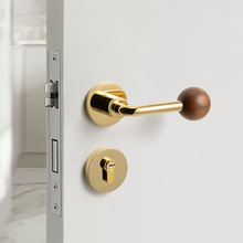 灰色分体锁锌合金实心门把手实木球型执手大58静音圆球木门锁