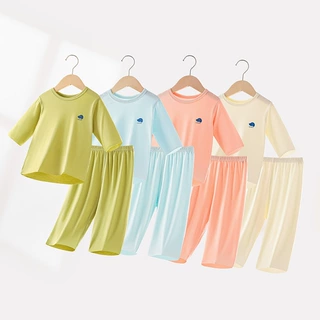 宝宝套装夏季薄款优可丝九分袖婴儿随心裁分体夏天空调服