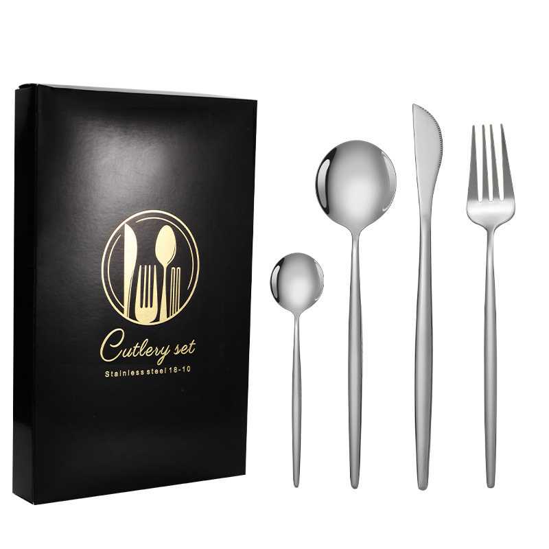 Juego de cuchillo y tenedor de comida occidental portuguesa de acero inoxidable de Amazon transfronterizo Juego de 24 piezas de bistec, cuchillo, tenedor, cuchara, cuchara, juego de cuchara de postre